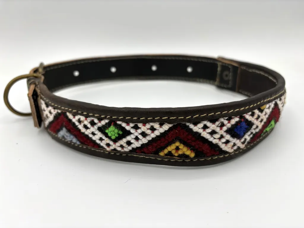 Marrakesh Express kilim inlay in cream, crimson, black and cobalt